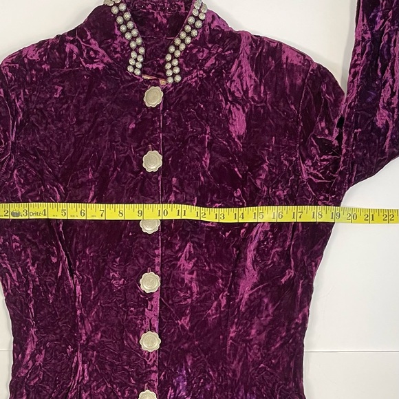Double D Ranch Velvet Long Sleeve Dress in Rich Purple. M - Picture 4 of 7